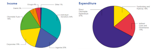 Pie chart of income and expenditure in 2021.