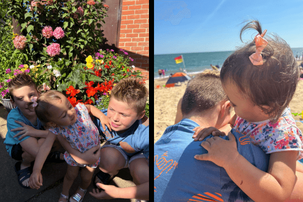 A photo of Jenny's children enjoying time in the sun.