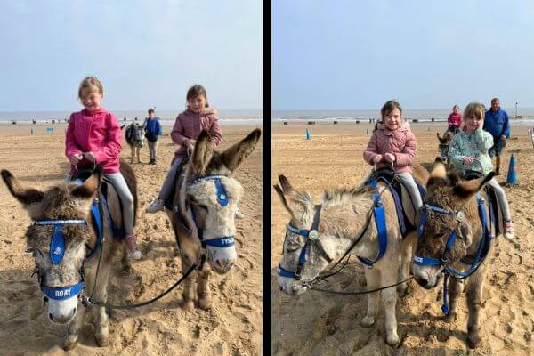 Kevin's daughter riding a pony in the beach.