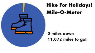 Hike for Holidays Mile-o-meter. 0 miles covered so far.
