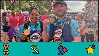 Couple hold medals that they have just won