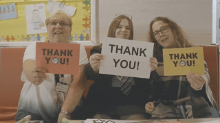Referrer Tracey, Erin and Mandy holding thank you cards